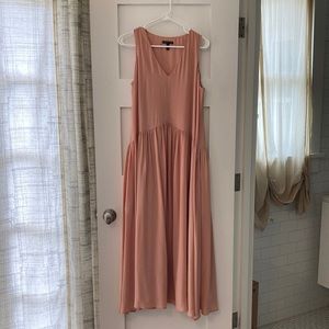 Silk georgette drop waist Eileen Fisher dress.